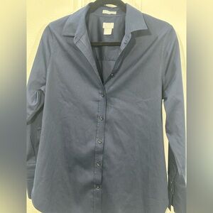 Chico's No Iron Navy Casual Button Down Shirt